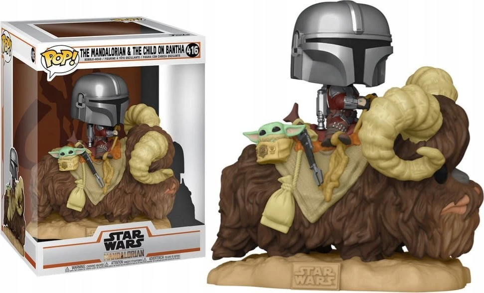 Figūrėlė Funko Pop Deluxe Star Wars - Mando on Bantha with Child in Bag Toy Figure (17.1 cm)