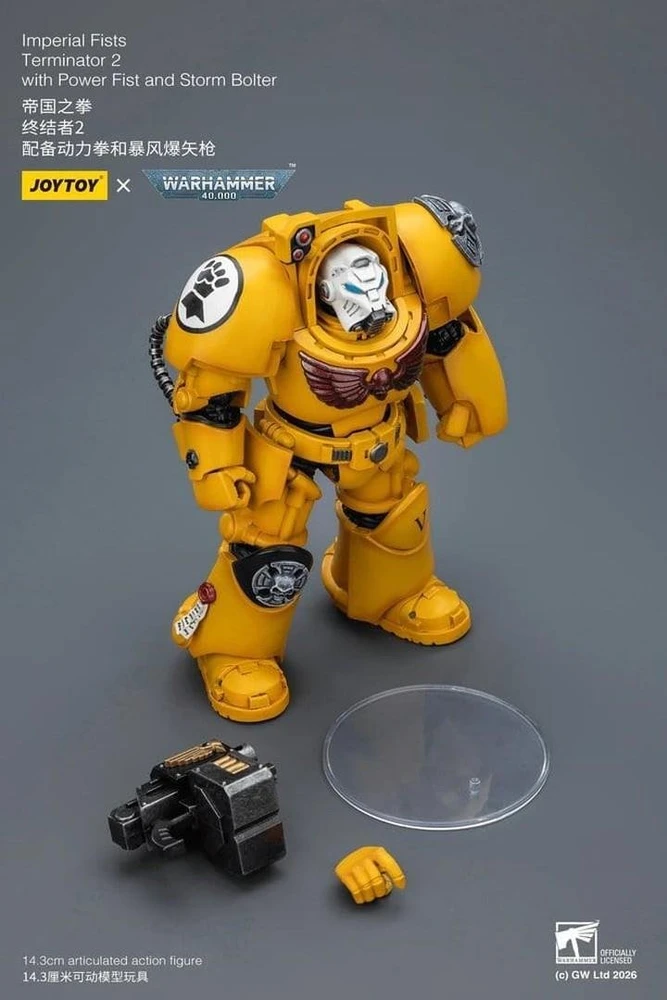 Figūrėlė Hasbro Figūrėlė Warhammer 40k Imperial Fists Terminator 2 su galios kumščiu ir šturmo boltoriu 1/18 14 cm