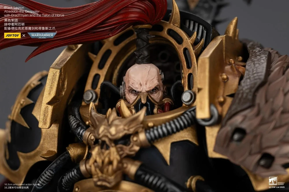 Figūrėlė Jada Toys Figūrėlė Warhammer 40k Juodas Legion Abaddon the Despoiler su Drach'nyen ir Horuso Nagais 16 cm