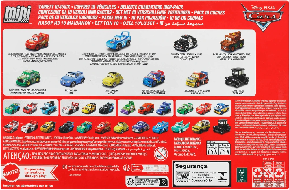 Mattel Disney Pixar Cars 10 automobilių rinkinys