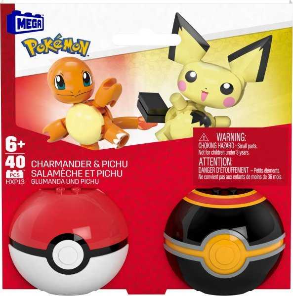 MEGA Pokemon Charmander ir Pichu HXP13 CONSTRUX statybiniai blokeliai