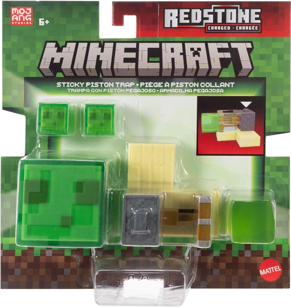 Mattel „Minecraft“ lipnių stūmoklių gaudyklių figūrėlių rinkinys „Redstone Charged Series“