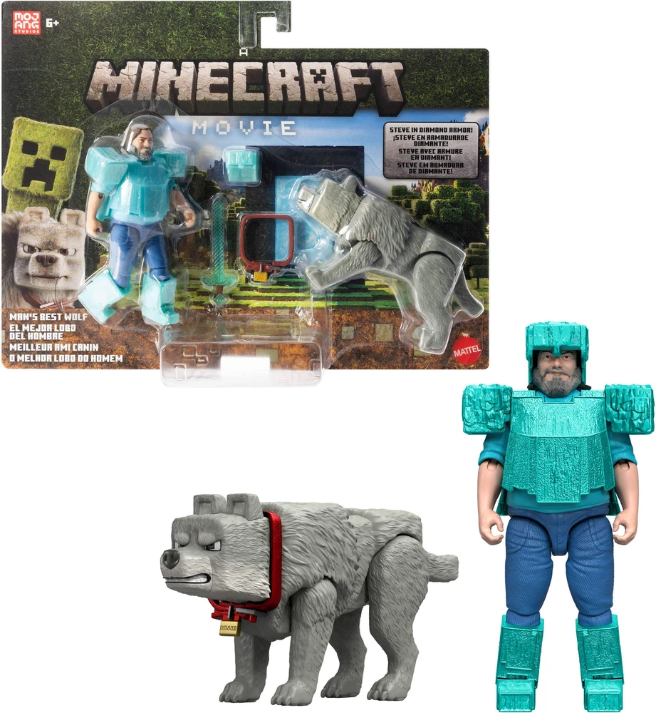 Mattel Figūrėlė Minecraft Steve su vilku Dennisu