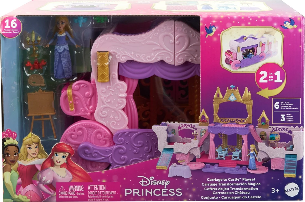 Mattel Disney Princess. Rinkinys 2w1 Karoca i Zamek HWX17