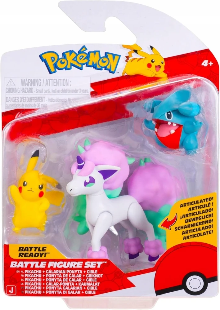 Pokémon - kovos figūrėlių 3 vnt. pakuotė - Pikachu, Gible ir Ponyta (PKW4097)