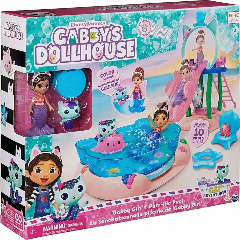 Spin Master Gabby's Dollhouse „Gabi's Cat House Pool Fun“ figūrėlių rinkinys 6067878 WB3