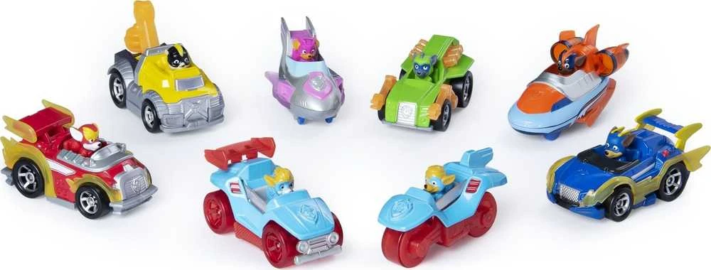 Spin Master Paw Patrol Mighty Pups True Metal rinkinys iš 8 lietų metalinių transporto priemonių