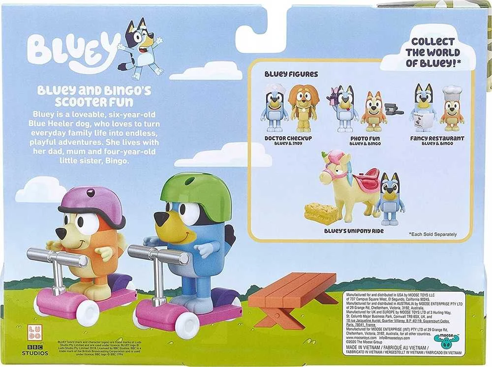 TM Toys Figūrėlių rinkinys Bluey su paspirtukais ir šuniukais