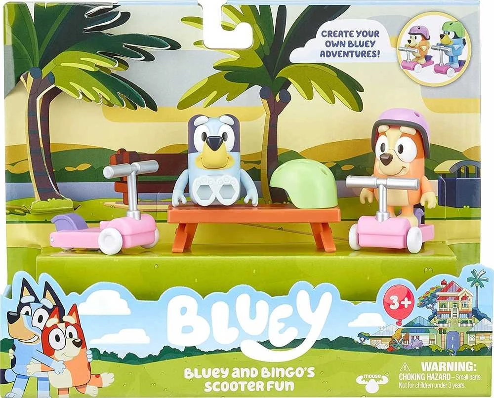 TM Toys Figūrėlių rinkinys Bluey su paspirtukais ir šuniukais