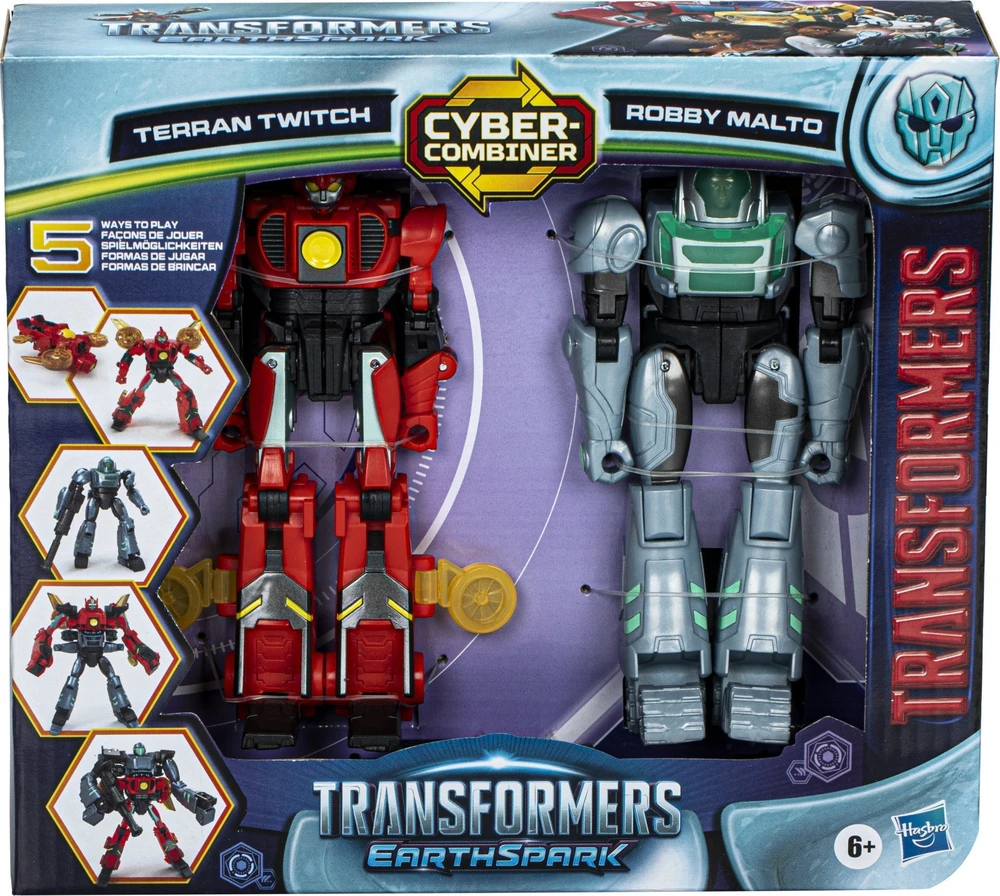 Transformers "EarthSpark Cyber-Combiner" Terran Twitch ir Robby Malto figūrėlės