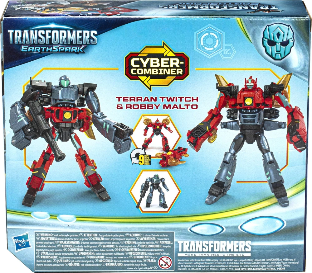 Transformers "EarthSpark Cyber-Combiner" Terran Twitch ir Robby Malto figūrėlės