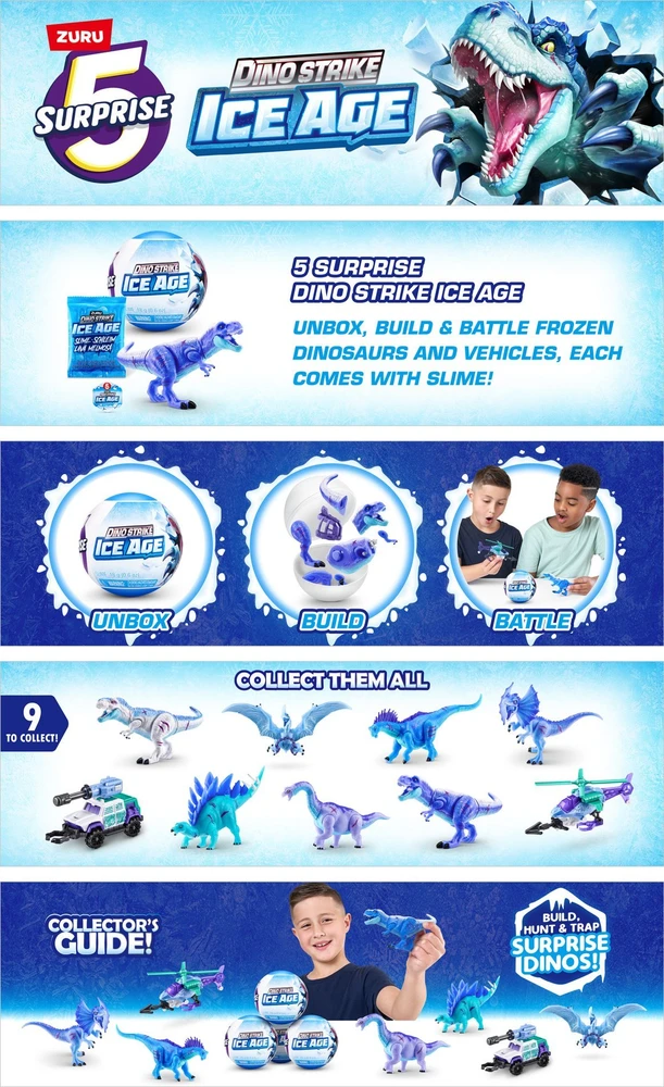 Figūrėlė Zuru 5 Surprise Dino Strike Ice Age