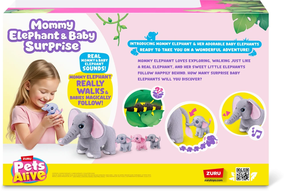 *****ZURU Pets Alive Mama dramblys su mažyliais funk 9570