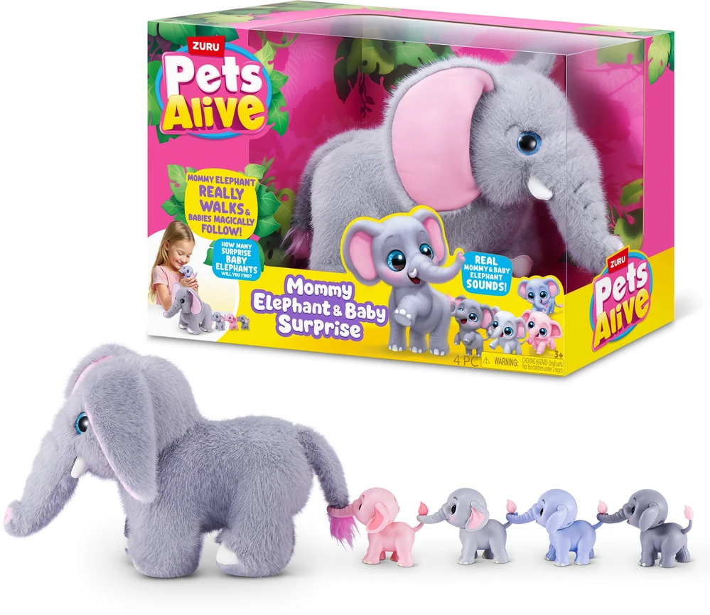 *****ZURU Pets Alive Mama dramblys su mažyliais funk 9570