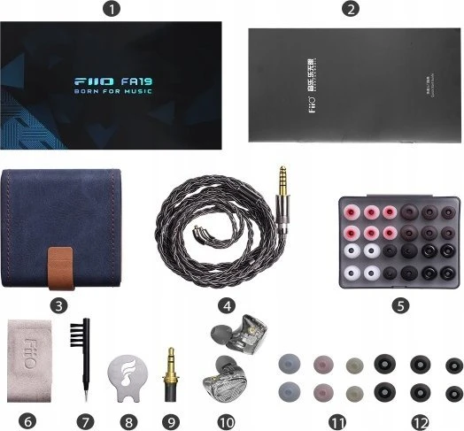 FiiO FA19 pilnas ausinių komplektas su priedais