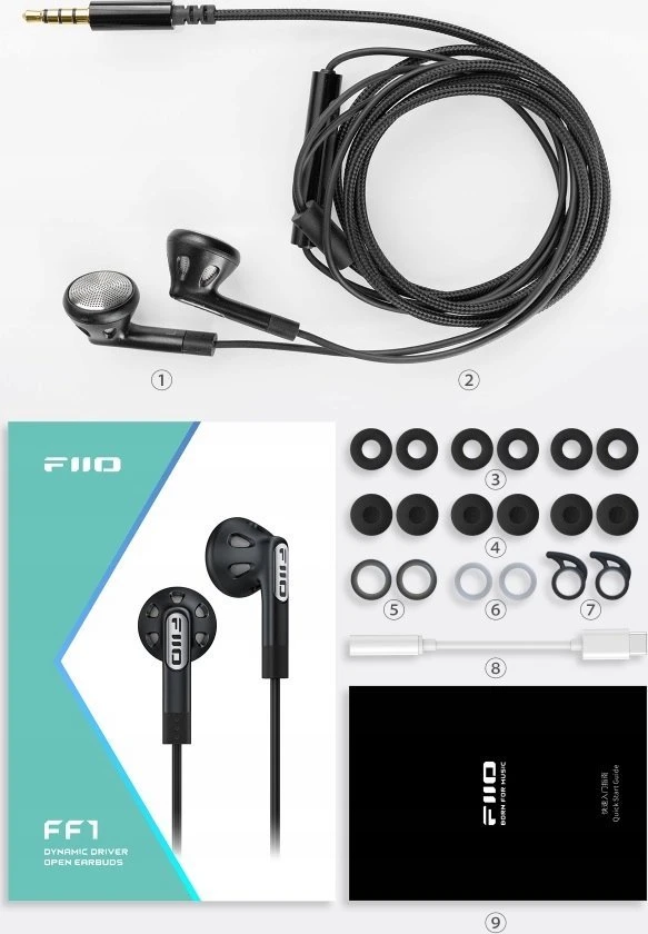 FiiO FF1 ausinių pilnas komplektas