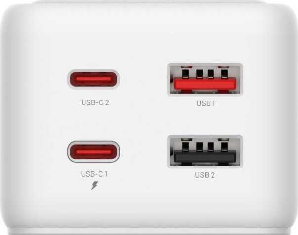Fixed Įkroviklis fiksuotam įkrovimui GaN III 2x USB 2x USB-C PD 65W (FIXCS65-3-WH)