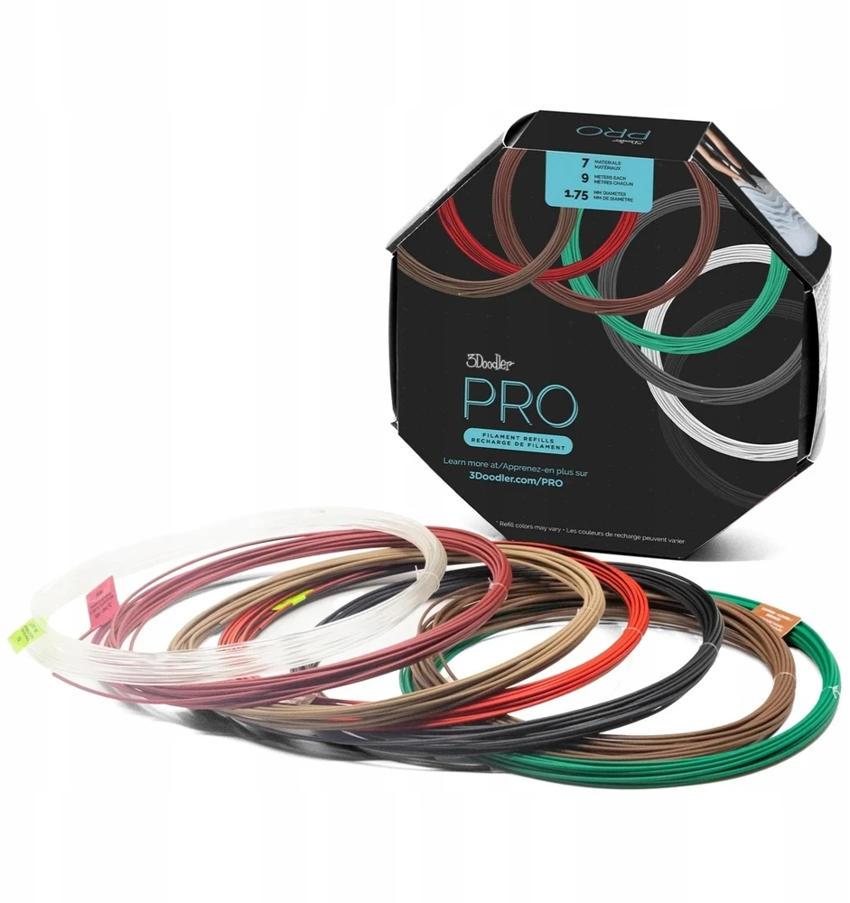 3Doodler PRO įvairių spalvų 3D plastiko siūlų rinkinys