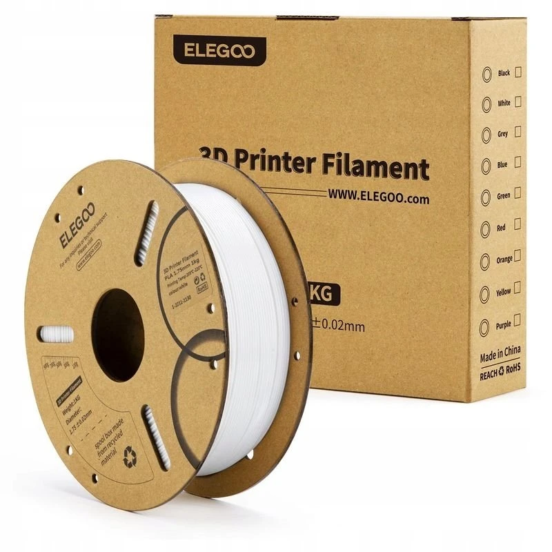 3D plastikas Elegoo PLA 1.75mm 1kg - Baltas