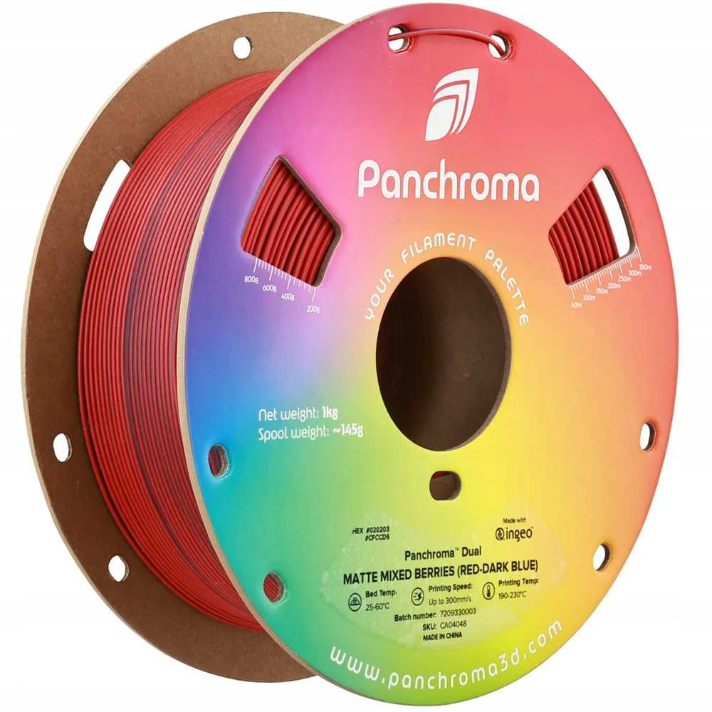 Polymaker Panchroma PLA Dual Matte 1.75mm 1kg - Mixed Berries (Raudona-Dark Mėlyna)