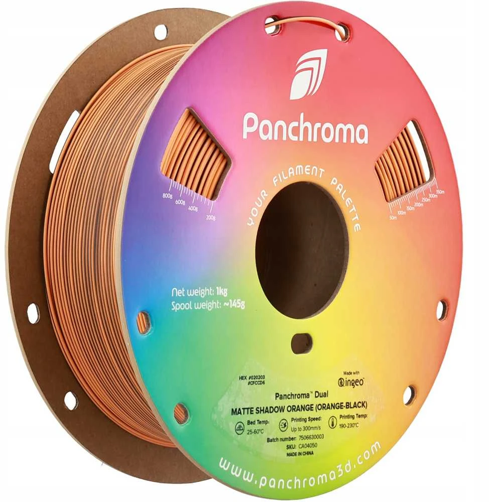 Polymaker Panchroma PLA Dual Matte 1.75mm 1kg - Shadow Oranžinis (Oranžinis-Juodas)