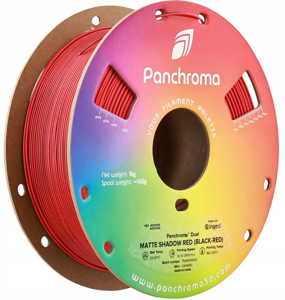 Polymaker Panchroma PLA Dual Matte 1.75mm 1kg - Shadow Raudona (Juodas-Raudona)