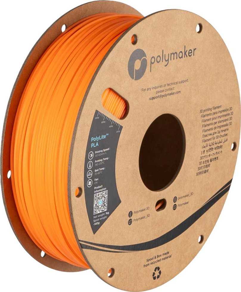 Polymaker Filamento Polimaker PolyLite Šviečiantis PLA 1.75mm 1kg - Oranžinė