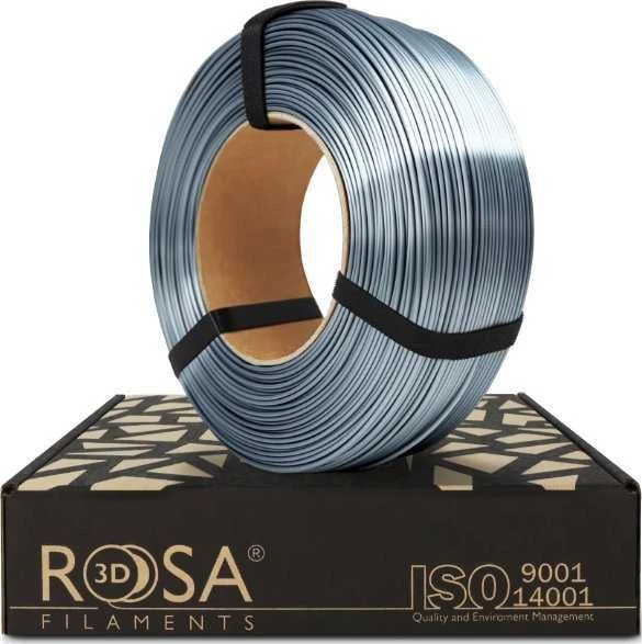 3D plastikas PLA blizgi 1.75mm 1kg refill pakuotė Rosa3D - Steel