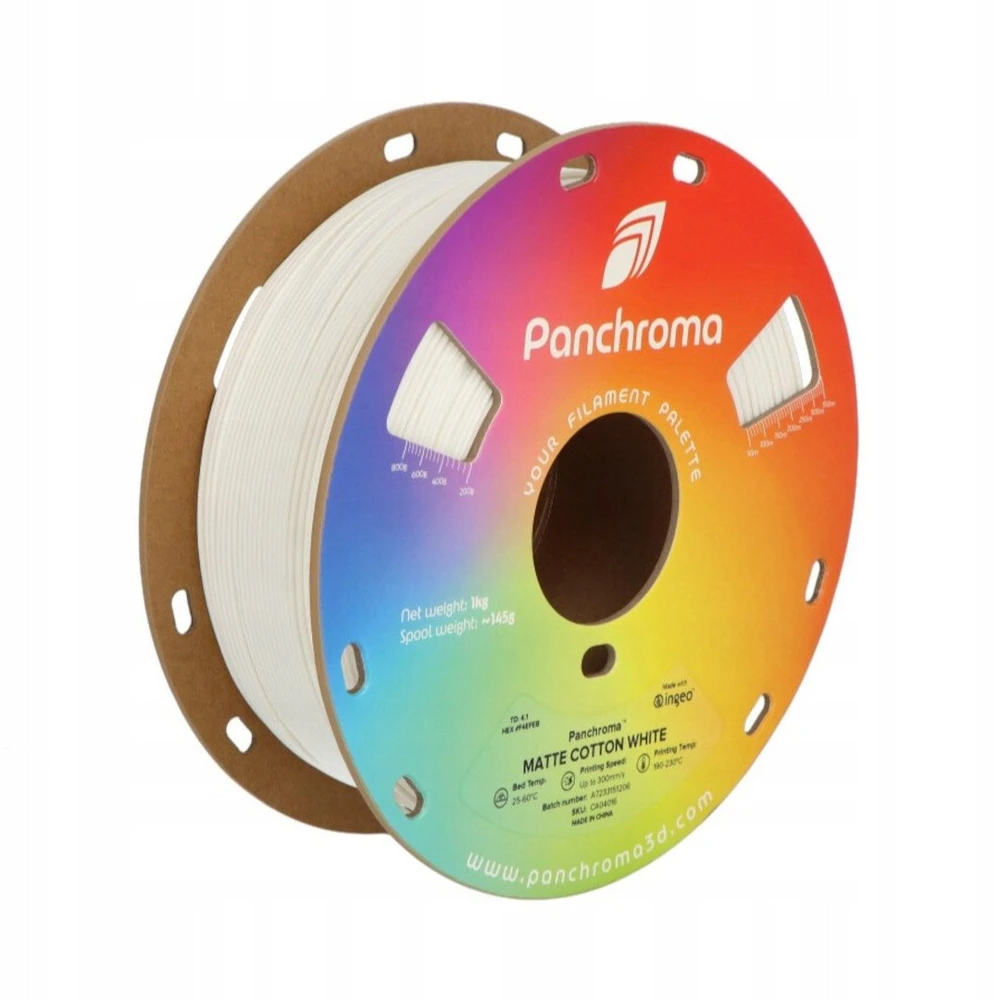 „Polymaker Panchroma PLA“ matinis popierius 1,75 mm, 1kg – medvilnė Baltas