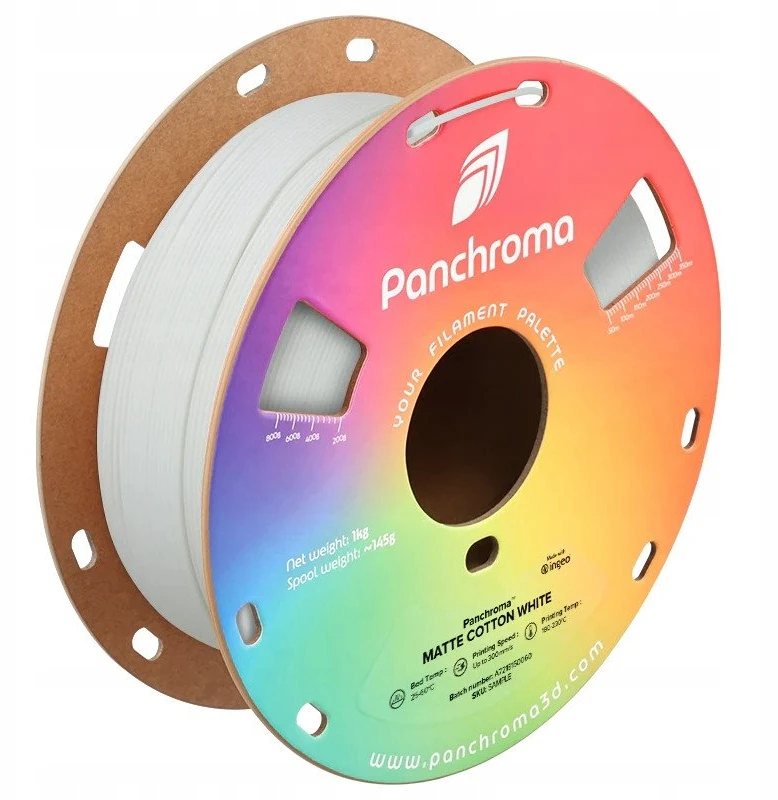 „Polymaker Panchroma PLA“ matinis popierius 1,75 mm, 1kg – medvilnė Baltas