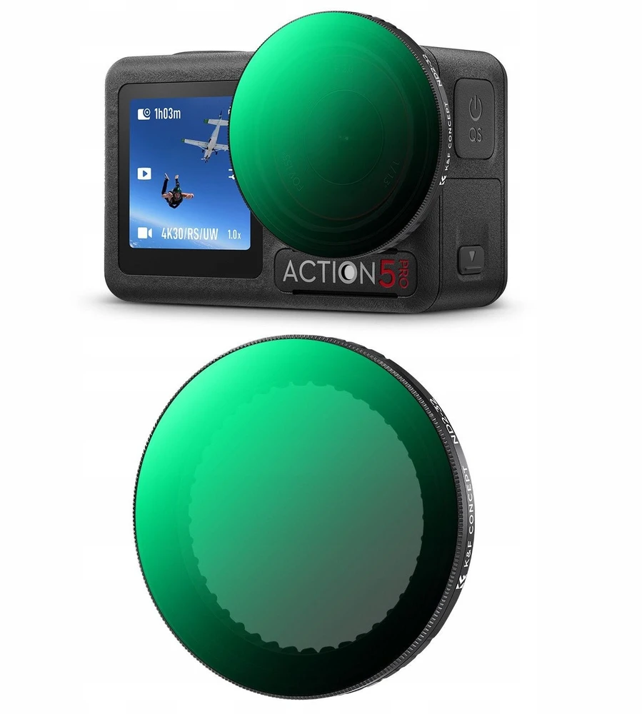 K&F Filtras Pilkas Fader reguliuojamas ND2-32, skirtas DJI Osmo Action 3 4 5 Pro / Kf01.2752