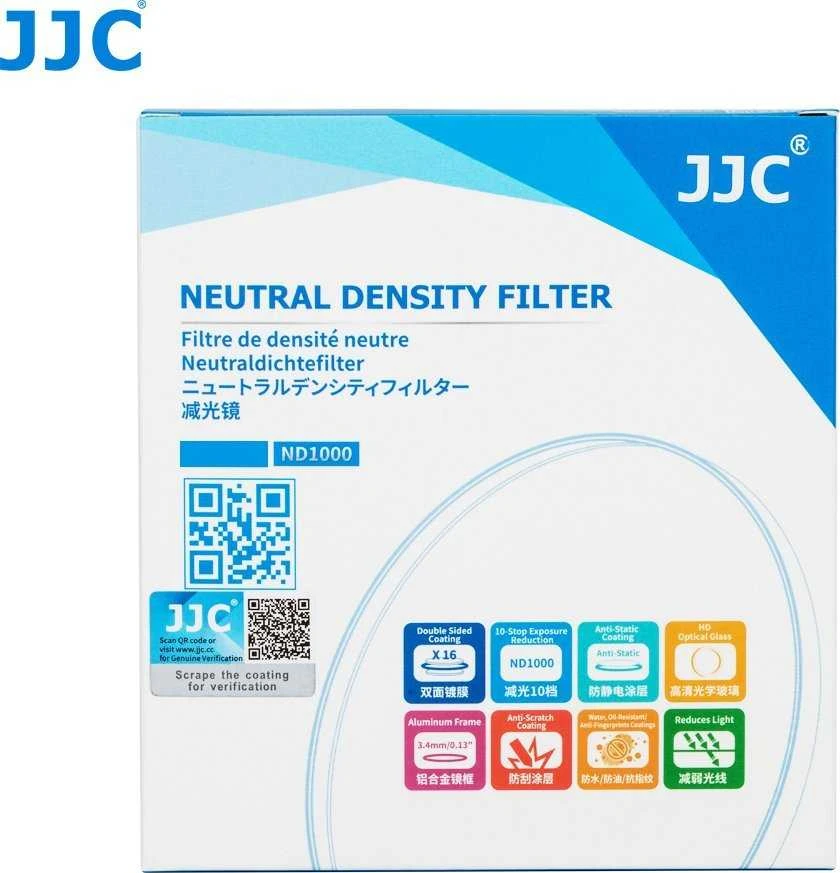 Filtrai - JJC ND1000 10 žingsnių neutralaus tankio filtras 72 mm HD stiklas