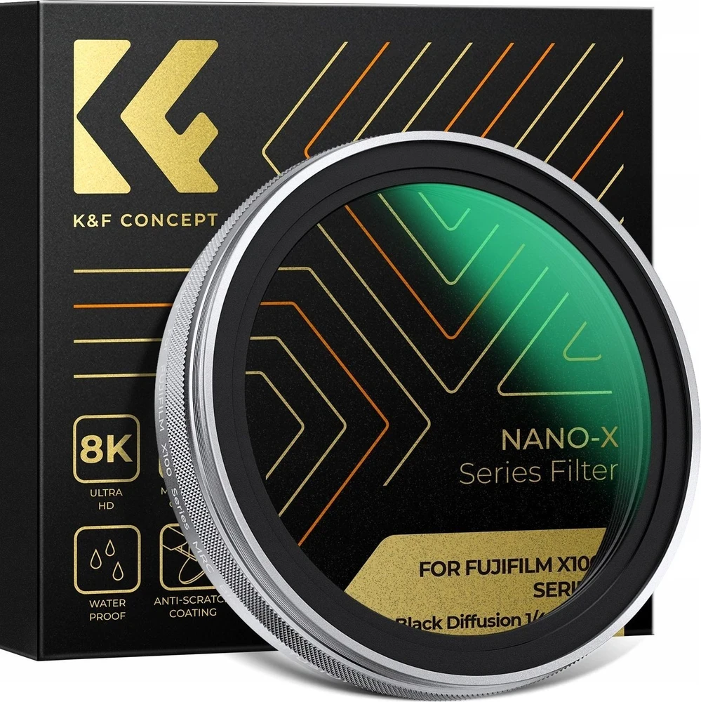 Filtras K+F Difuzinis filtras Juodas Diffusion 1/4 Nano-x K&f Concept, skirtas Fujifilm X100 X100s X100vi X100f / Kf01.2704
