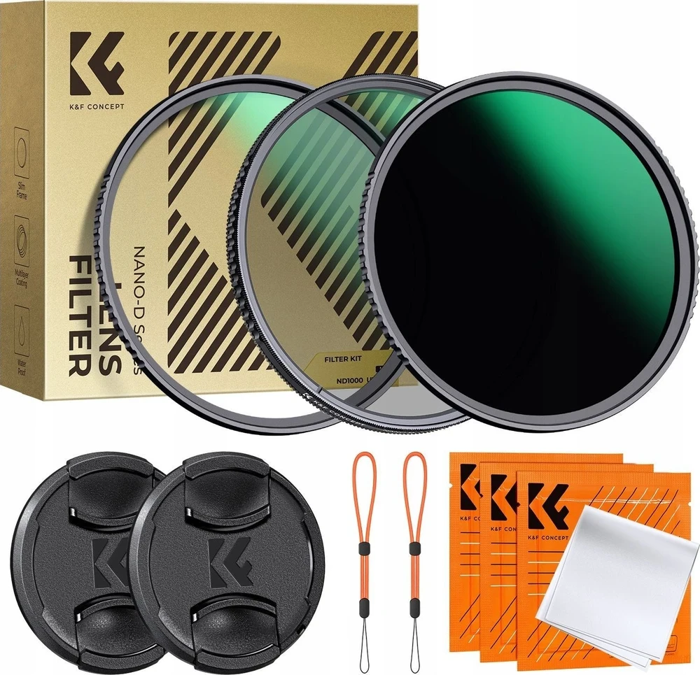 Filtras Kf Filtrų rinkinys Nano-d 3in1 UV Cpl Nd1000 K&f 82mm 82+ 2x Caps 2x Case / Sku.2275v1