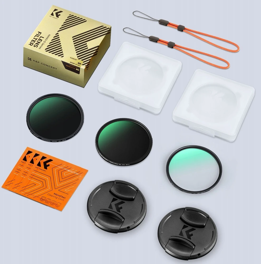 Filtras Kf Filtrų rinkinys Nano-d 3in1 UV Cpl Nd1000 K&f 82mm 82+ 2x Caps 2x Case / Sku.2275v1
