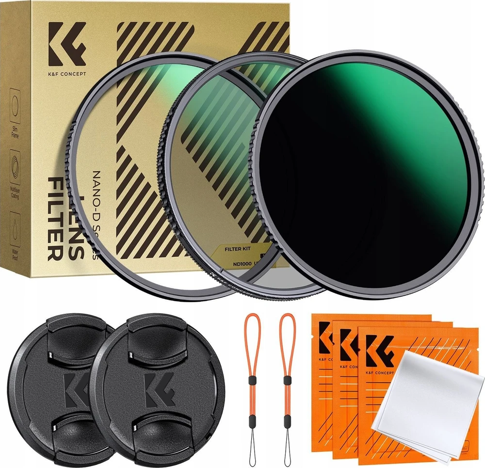 Filtras Kf Filtrų rinkinys Nano-d 3in1 UV Cpl Nd1000 K&f 52mm 52+ 2x Caps 2x Case / Sku.2268v1
