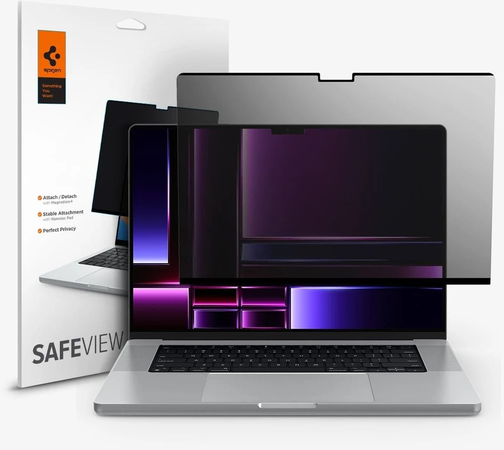 Spigen „SafeView“ 1 pakuotė – „MacBook Pro 16“ M4 2024/M3 2023/M2 2023/M1 2021