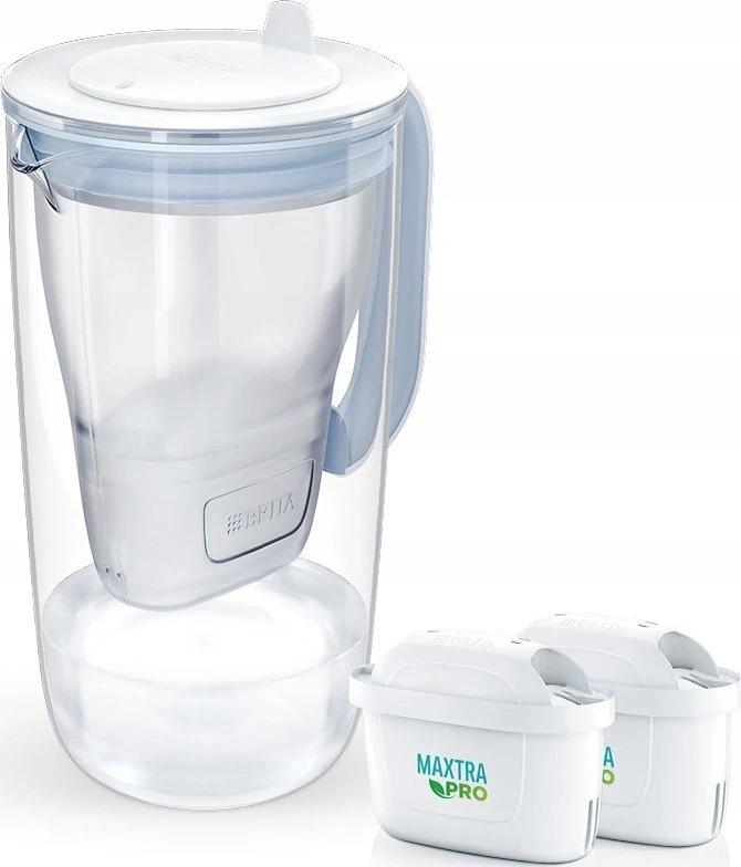Drėkintuvas Brita Glass+ filtro ąsotis su 2 MaxtraPro PP kasetėmis (mėlynas; 2,5 l)