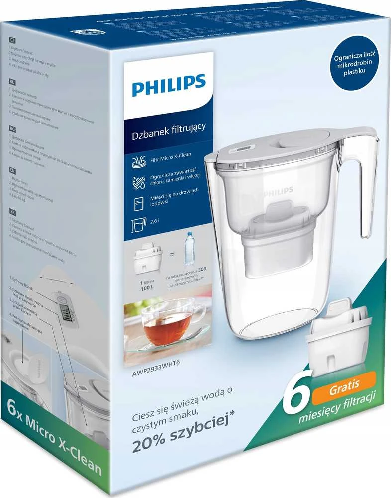 Philips AWP2933WHT6/58 balta + 6 „Micro X-Clean“ balta filtrai