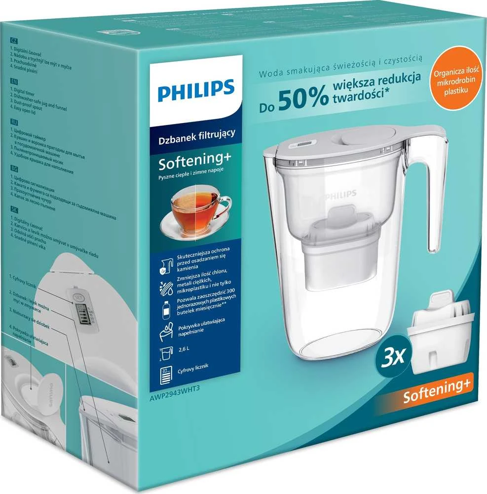 Philips AWP2943WHT3/58 + 3 filtrai „Micro X-Clean“ minkštiklis + balta