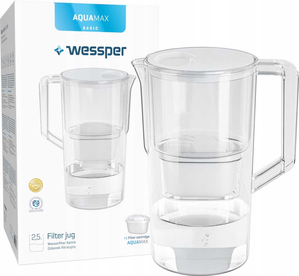 Filtravimo ąsotis Wessper AquaMax Basic baltas