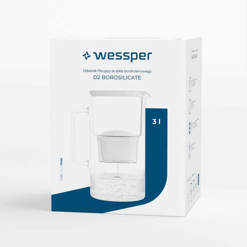 Vandens filtravimo ąsotis Wessper Aquamax Crystalline + 1 vandens filtras | baltas
