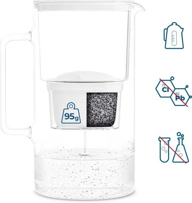 Vandens filtravimo ąsotis Wessper Aquamax Crystalline + 1 vandens filtras | baltas
