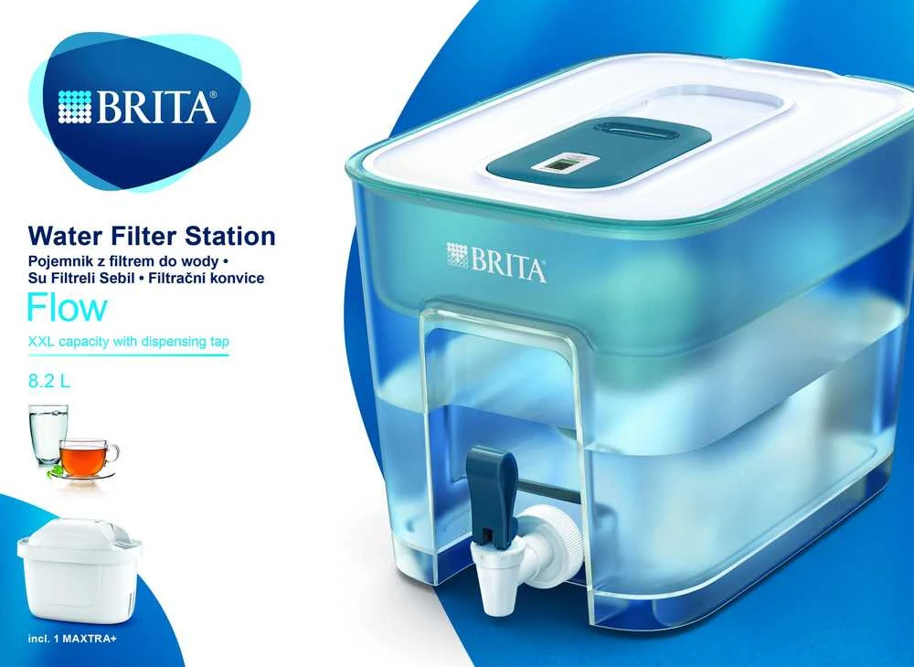 Vandens filtras-talpa BRITA FLOW, 8,2L, mėlynos spalvos