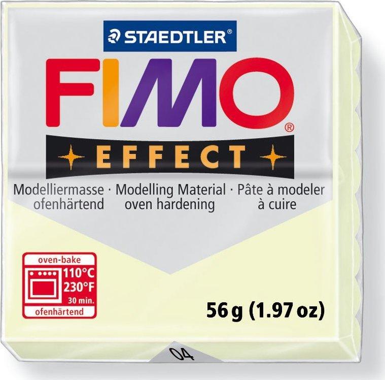 Modelinas FIMO EFFECT, 57 g, naktį šviečianti balta sp.