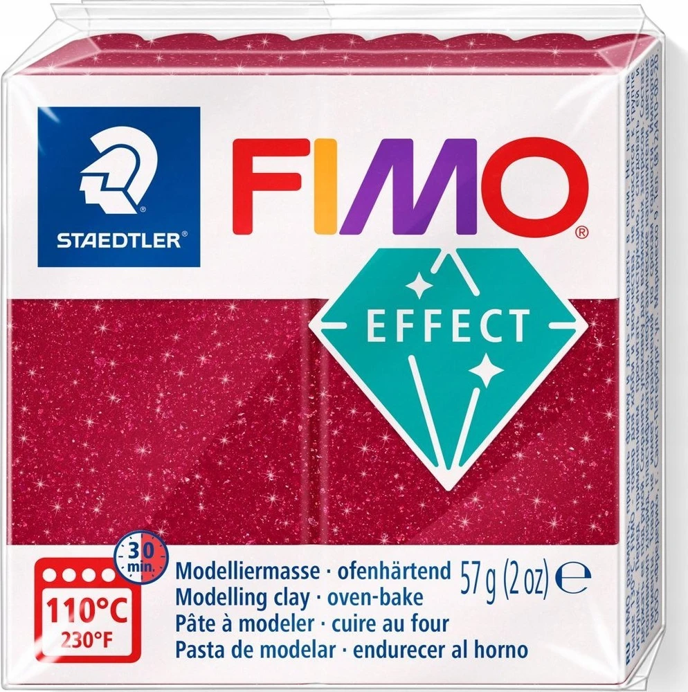 Modelinas FIMO Effect, 57 g, žėrinčios raudonos spalvos