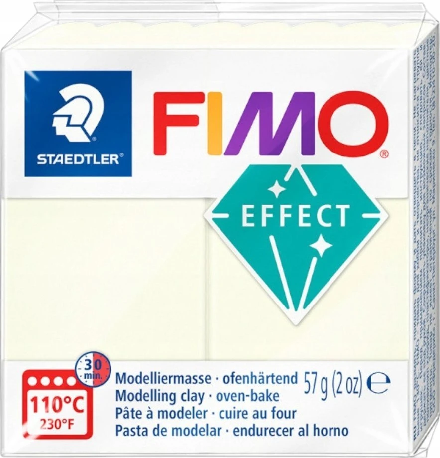 Modelinas Fimo, 56g, švytintis baltos spalvos