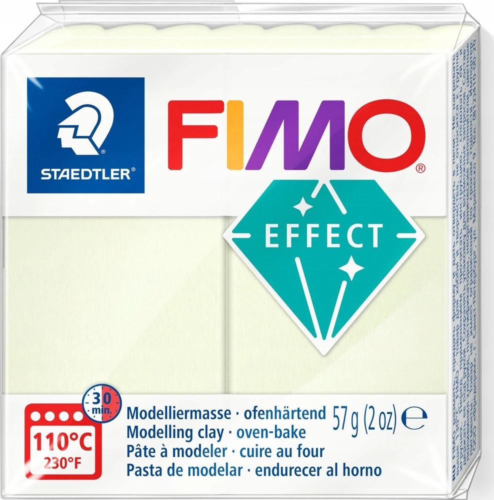 Modelinas Fimo, 56g, švytintis baltos spalvos