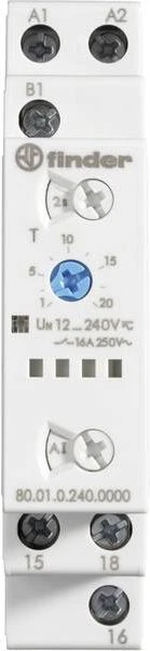Finder F80-01-0-240-0000 DAUGIAFUNKCINĖ LAIKAS RELĖ 16A 1P 1M 12-240V AC/DC