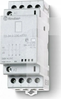 Finder Modulinis kontaktorius 4Z 25A 230V AC/DC, veikimo indikatorius + LED, 35mm 22.34.0.230.4320